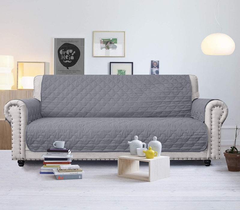 CHHKON Slipcovers for Furniture Sofa Cover with Side Pockets 100% Waterproof Quilted Furniture Protector Sofa Slipcover for Dogs, Pets and Leather Couch (Light Grey, 68'') - Image 3